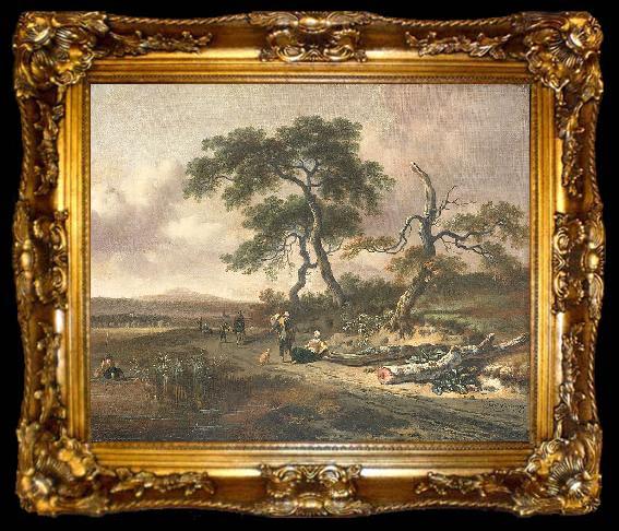 framed  Jan Wijnants Landscape with pedlar and resting woman., ta009-2
